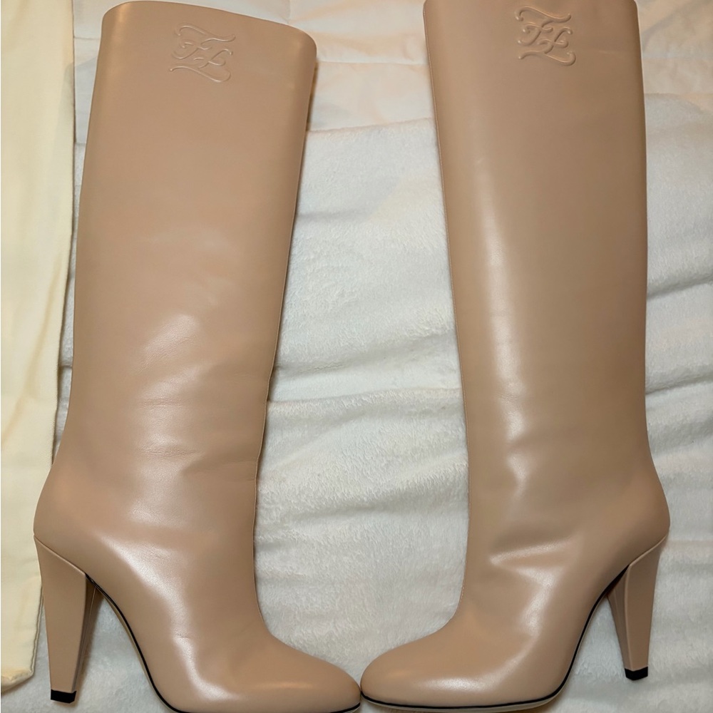 Fendi Boots Beige Knee-High 37.5